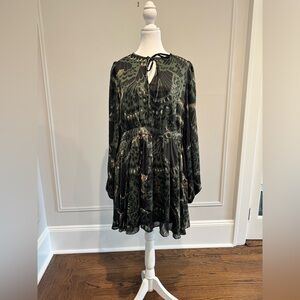 Ted Baker Black and Green Patterned Dress. Size 12, TB 5
